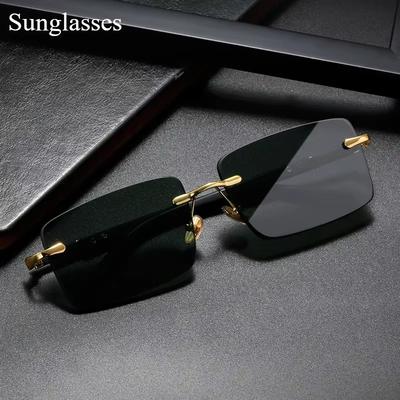 Rimless Square Frame Eyeglasses Goggle High Definition Sunglasses for Men Ladies Blue Light Blocking Eye Protection Eyewear
