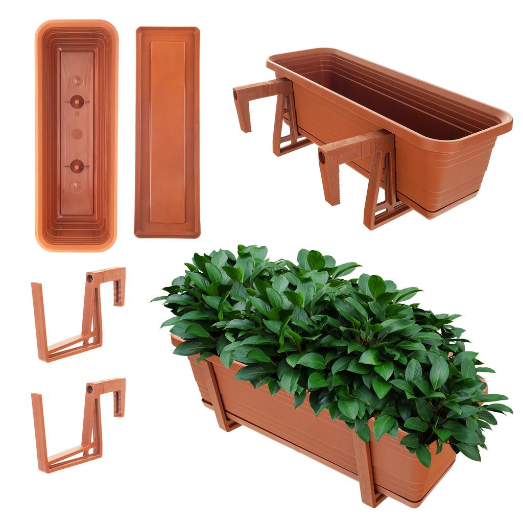 KADAX Balcony Box Flower Pot Planter Handles Saucer Balcony Railing