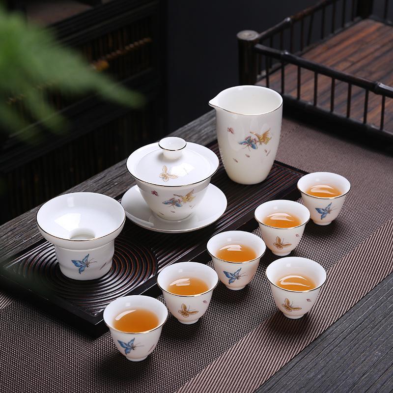 Keramik weißes Speckjade Porzellan Kung Fu Tee-Set Haushaltsgeschenke Geschäftsfirma Veranstaltungsgeschenke