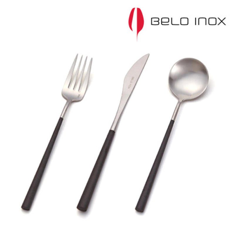 [belo inox] Черно-серебряный столовый прибор 3 предмета