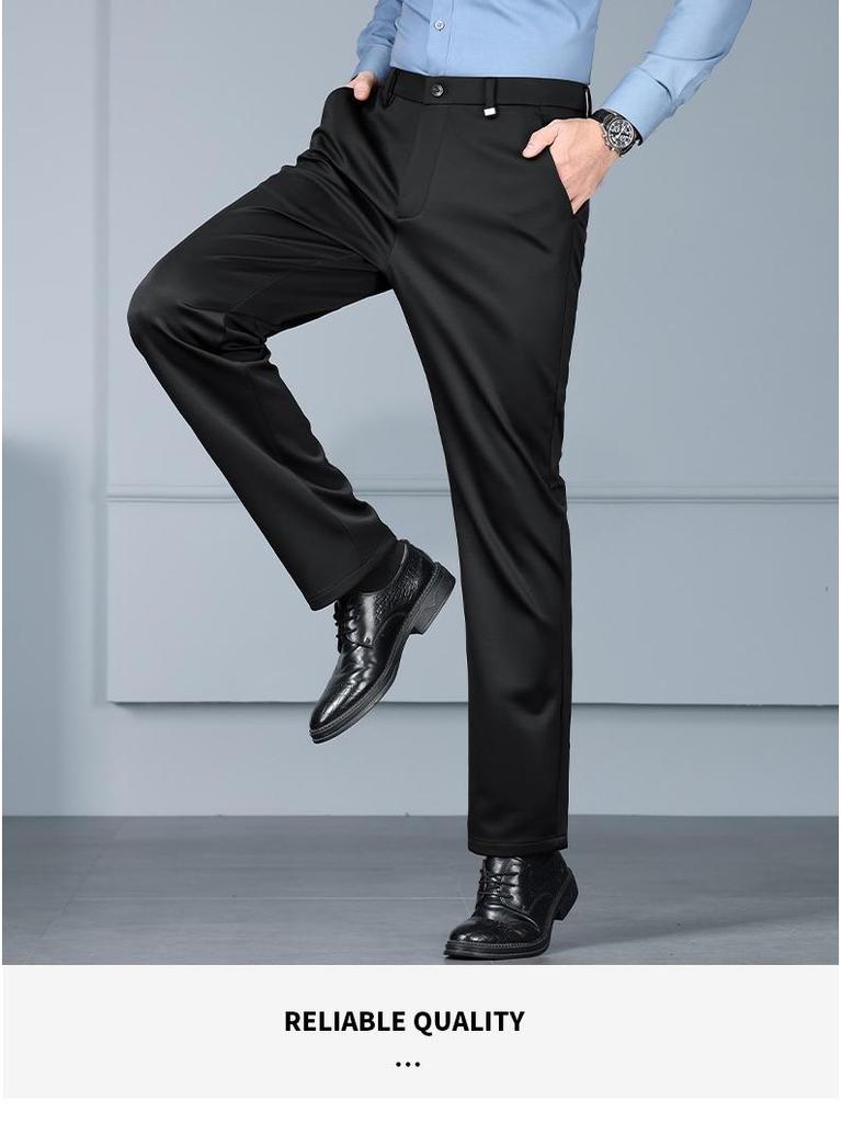 Tide Men's Lamb Wool Casual Straight-Leg Pants for Autumn/Winter - Business Casual Style