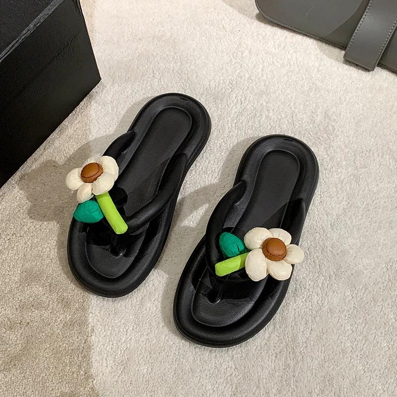 Mode Sommer Plateau Flip-Flops Lieblich Blume Weichsohle Wolken Hausschuhe Reise Urlaub Strand Dame Niedliche Schuhe Damen Pantoletten
