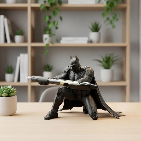 3D Printed Batman Pen Holder, Unique Desk Organizer for Office & Home, Cool Desktop Decoration & Fun Stationery Gift for Batman Fans