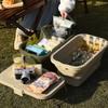 Cutie Camping 3-în-1 pentru Exterior cu Masă Pliabilă Coș de Depozitare Impermeabil pentru Picnic Grătar Bucătărie Gheață Pliabilă Portabilă