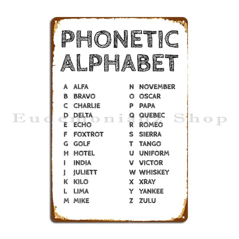 Phonetic Alphabet Nato Metal Plaque Iron Cinema Cinema Garage Party Tin Sign Poster