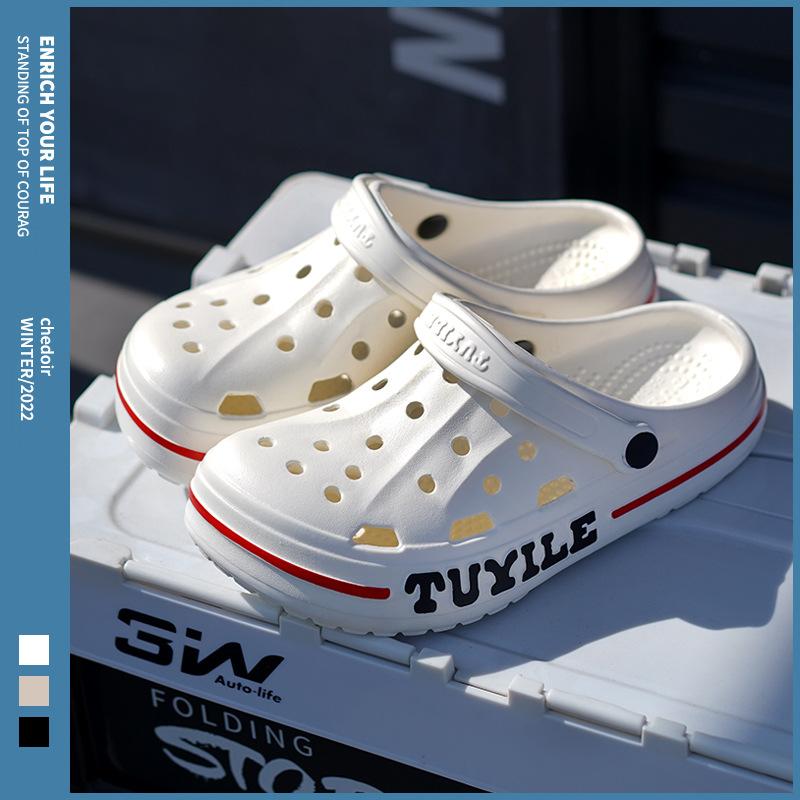 Stepping On Shit Hole Shoes Men Wear Non-slip Bag Head Sandals Beach Thick-soled New Soft-soled Summer EVA Slippers