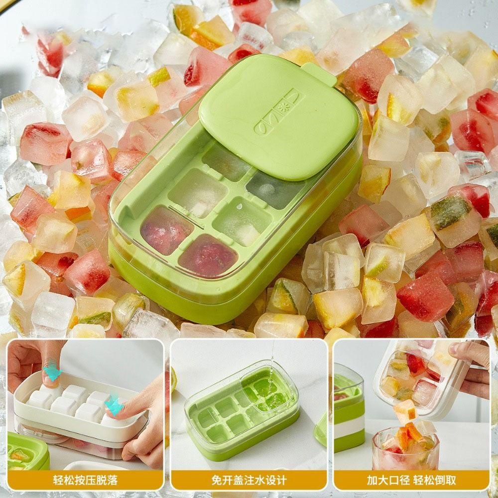 Easy Release Ice Cube Maker 8 Grid Ice Molds Storage Box Multi-Function Ice Freezer  Kitchen Gadget