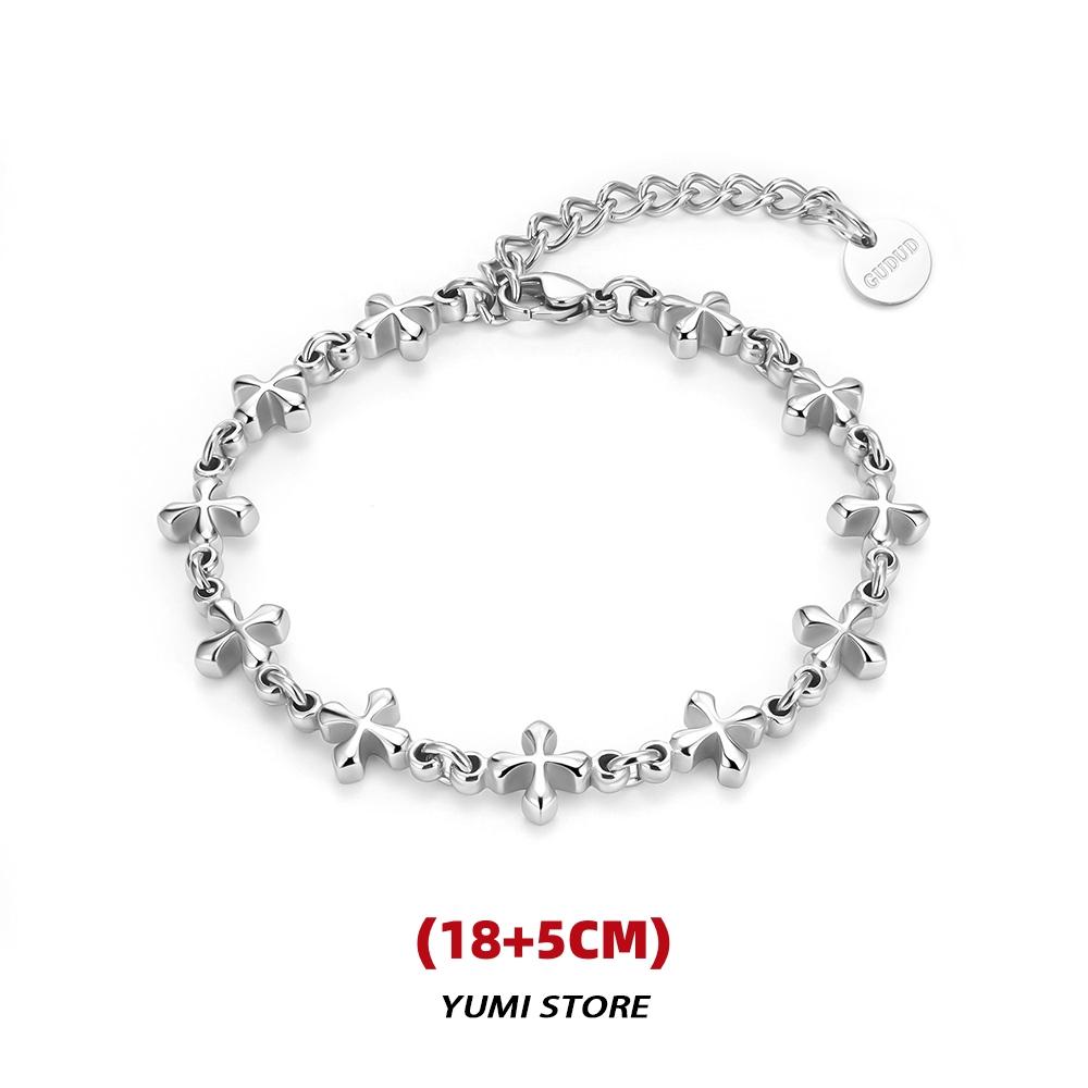 Iris Flower Cross Splicing Bracelet For Man Woman Non Fading Titanium Luxury Bracelet New Couple Jewelry Hip Hop Punk Gift