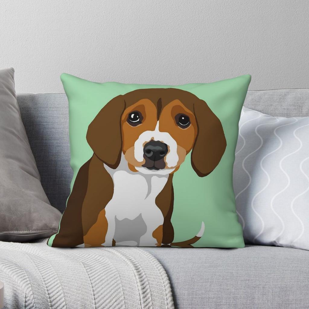 Beagle Pup Square Pillowcase Polyester Linen Velvet Pattern Zip Decorative Pillow Case Sofa Seater Cushion Cover