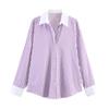 ZA Women's 1116 Summer New Product, Long Sleeve Lapel Casual Striped Poplin Long Sleeve Shirt Women's 1111811