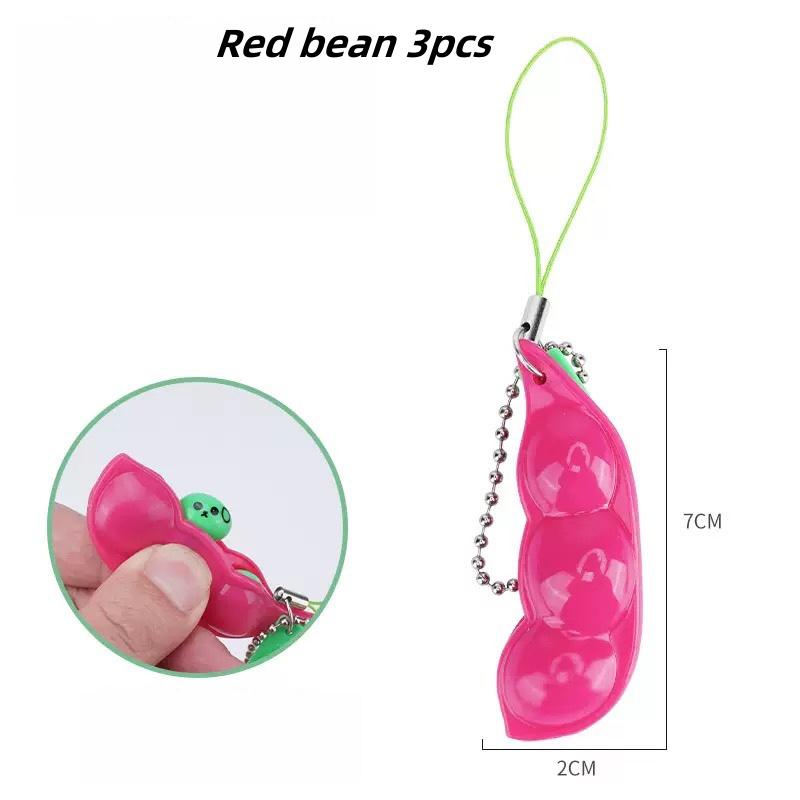 Fidgetleksaker Edamame Squishy Nyckelring Stresslindring Klämbönor Bönor Söt Vuxenleksak Avstressningspaket