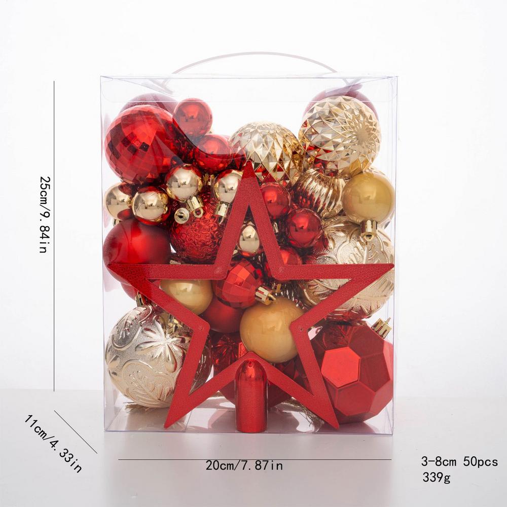 3-8cm 50pcs Christmas Ball Ornaments Star Shaped Tree Top Christmas Tree Party Decoration Set Christmas Spheres Pendant