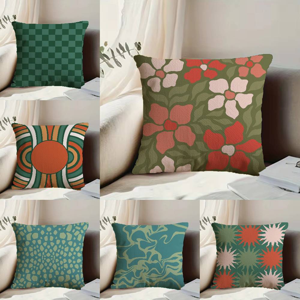 Fashion Bohemia Green Pillow Case Anti-dustmite Pillowcase Invisible zipper silky short plush Sofa cushion cover