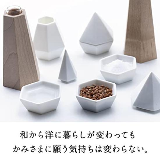 Kamidana no Sato Modern Shinto Statue, Kamisama no Line ROKKAKU Polka Dots, White, 4.7 x 4.5 x 4cm