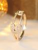 Fashionable Gold Color Pin Style Sparkling Inlaid Zircon Ring, Suitable for Women's Simple Daily Party Jewelry Gifts