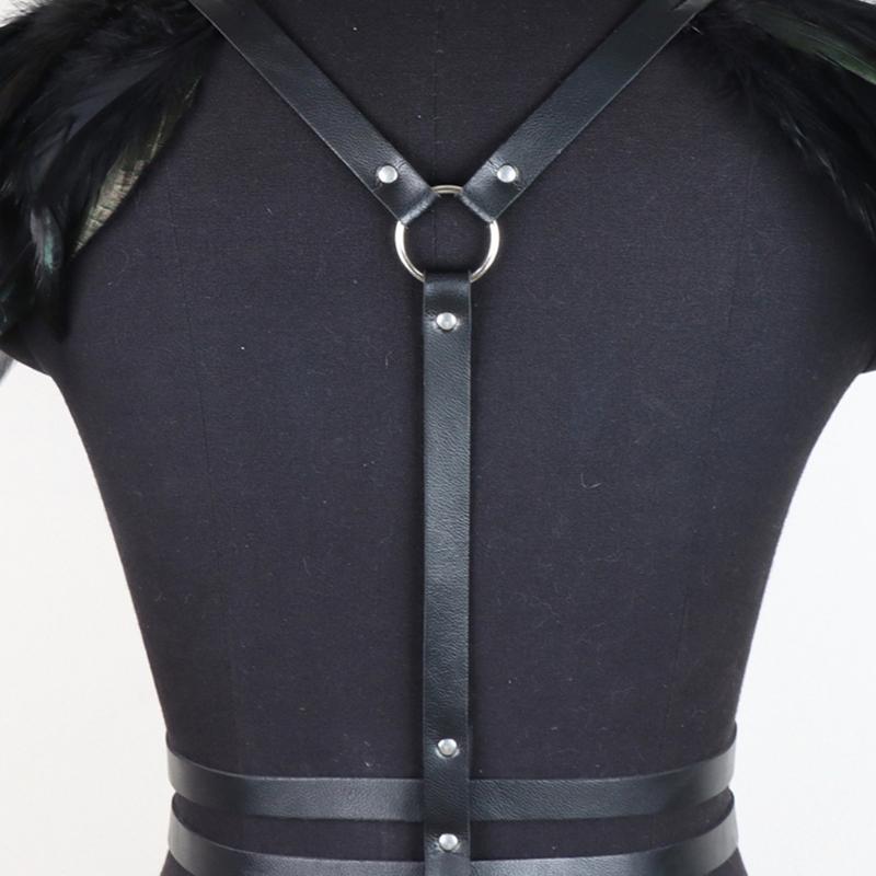 Body Harness Feathers Hollow Out Tops Epaulette Shoulder Wing Punk Goth Raves Festival Burning Man Costumes for Womens