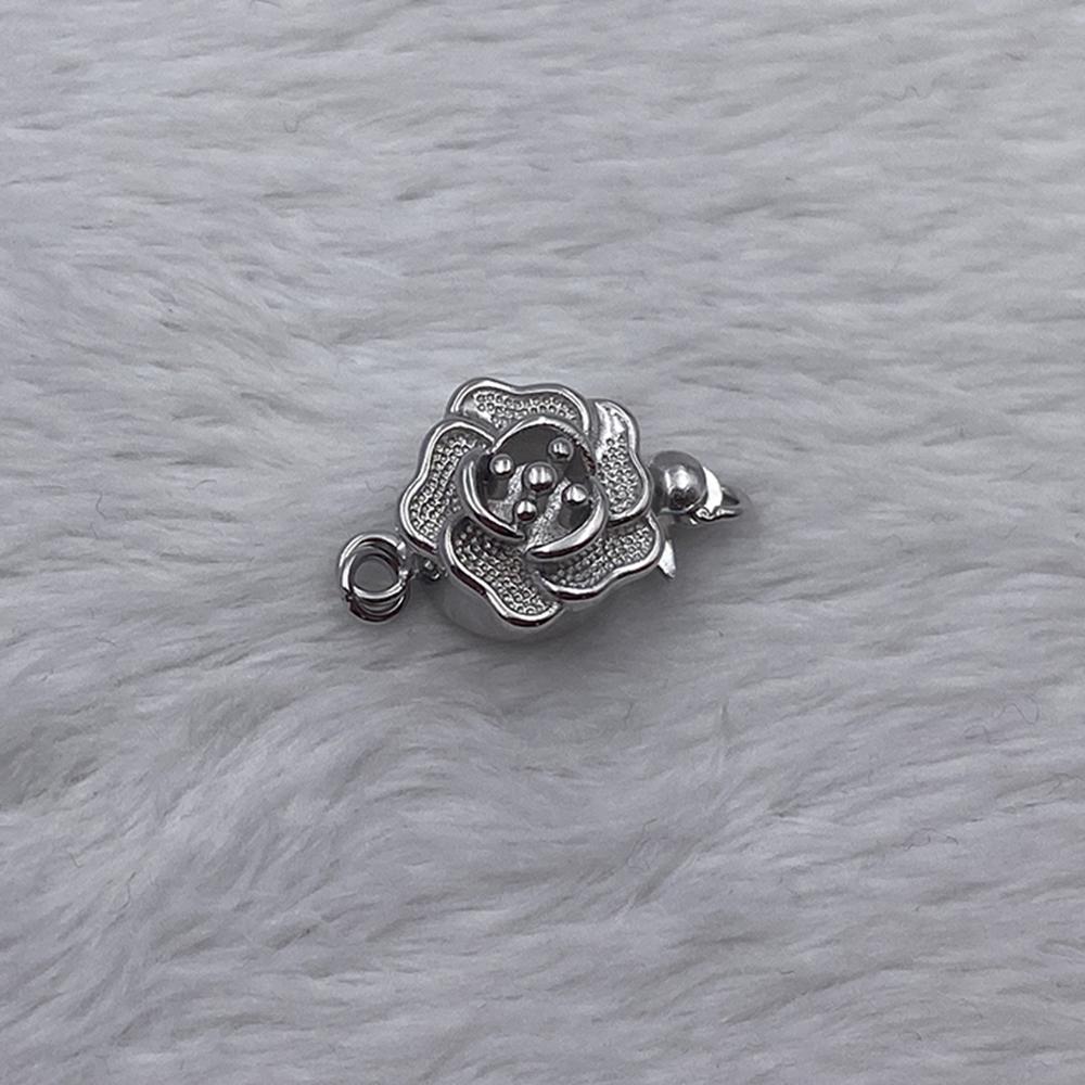 Flower Design Stamp S925 Fine Jewelry DIY Accessories Pure Real 925 Sterling Silver Clasp Pearl Necklace Connectors серебряный