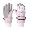 Kids Custom Ski Gloves Cartoon Bunny Design Waterproof Windproof Insulated Two Tone Anti Slip Split Finger Winter Snowboarding