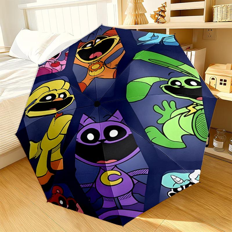 Happy smiling Cartoon Characters Umbrella 8-Frame for Travel, camping, Casual Lightweight Portable Umbrella, Essential for every family Holidays Gift