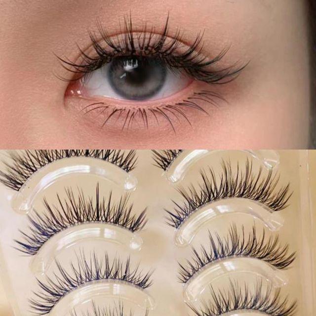 Mogugu - Set of 5 Pairs: Natural Crisscross False Eyelashes nn27 - Black