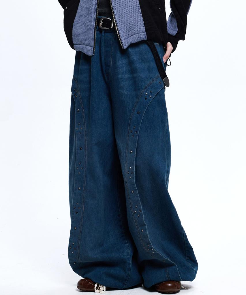Aleseueseussi Rivet Balloon Denim Pants - Denim