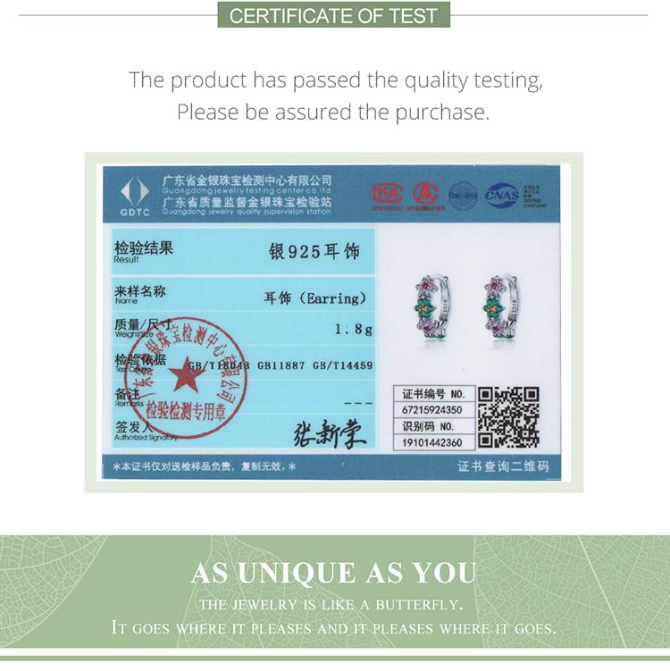 BAMOER 925 Sterling Silver Delicate Shining Pink Zircon Flowers Earrings for Women Fashion Jewelry