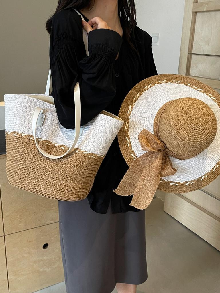 Summer new straw bag large capacity beach vacation bag woven tote women's bag