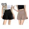 Damen Anzug-Shorts, hoch taillierte Plissee-Shorts, elegante Arbeitsshorts, lässige Loungewear mit weitem Bein