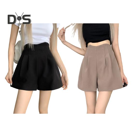 Damen Anzug-Shorts, hoch taillierte Plissee-Shorts, elegante Arbeitsshorts, lässige Loungewear mit weitem Bein