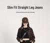 Autumn 2025 Women's High-Waisted Slimming Straight-Leg Black Jeans
