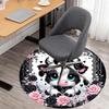 1PC Cow Roses Lace Round Chair mat Area Rug - Non-Slip, Floor Mat for Office, Bedroom, home decor Christmas Gift c0528036