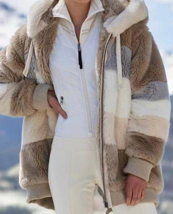Women's Casual Hooded Coat - Loose Fit Winter Jacket with Multiple Color Options, Khaki