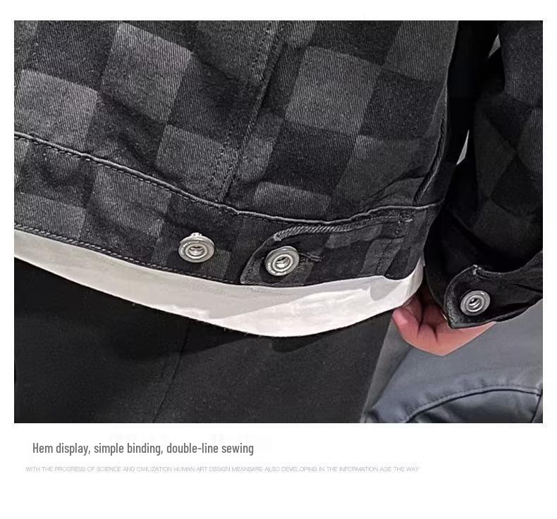 Men's Trendy Punk Street Style Denim Jacket - European & American Spring/Autumn Casual Motorcycle Top