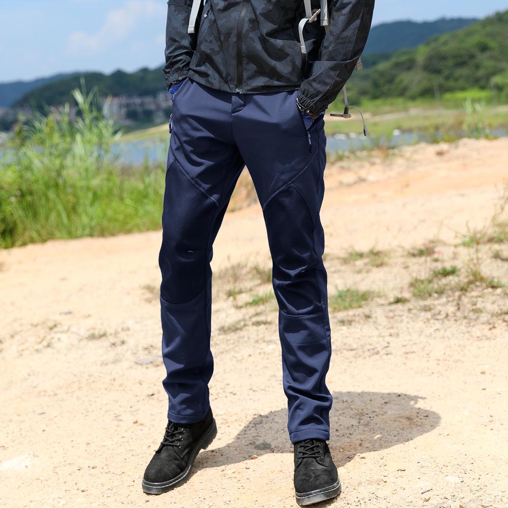Men's Windproof Softshell Fleece Pants: Warm, Breathable, Wear-Resistant for Hiking In Autumn and Winter.