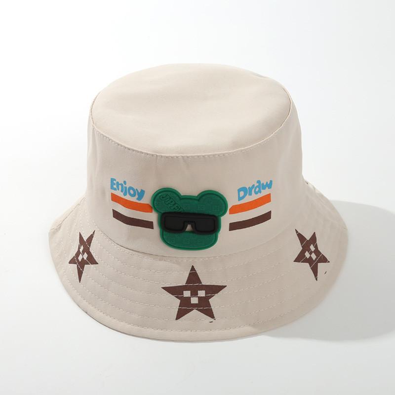 Childrens Cartoon Sun Hat With Wide Brim For Summer Sun Protection слоновая кость