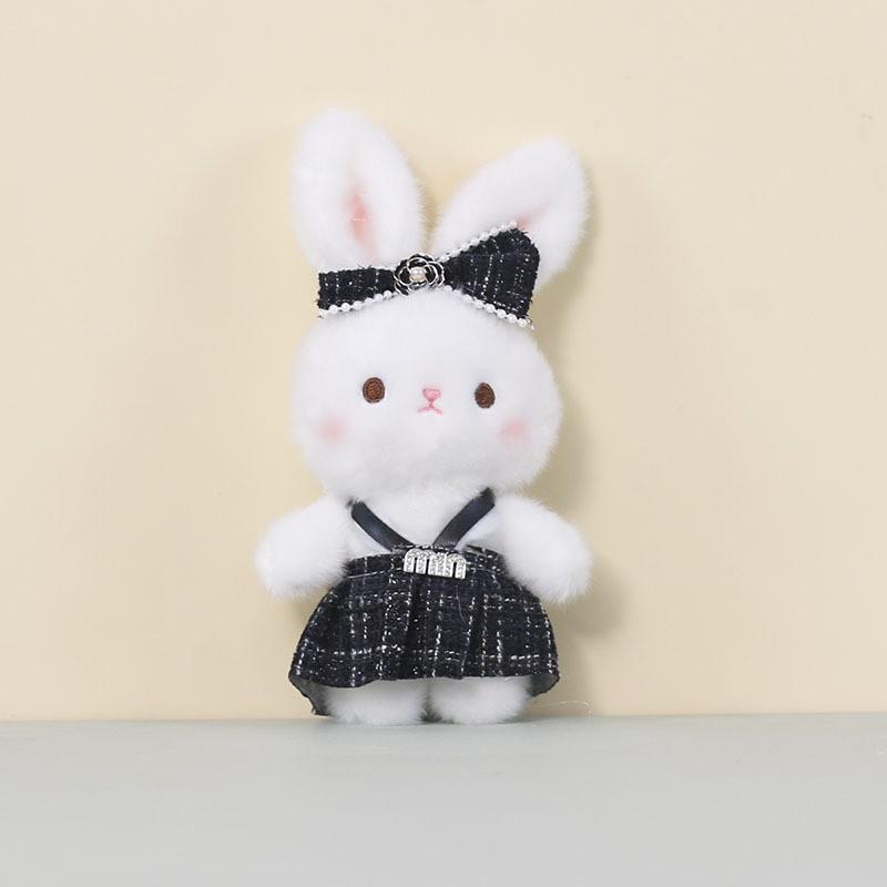 Cute Bunny Plush Toy With Overalls For Car Rearview Mirror Decor