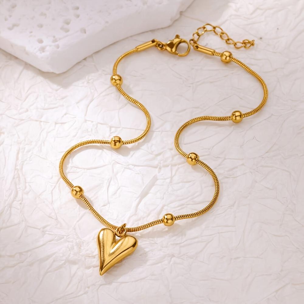 3D Heart Ankle Bracelets For Women girl Summer Beach Party Waterproof Stainless Steel Fashion Chain Anklet Jewelry Sexy AllMatch