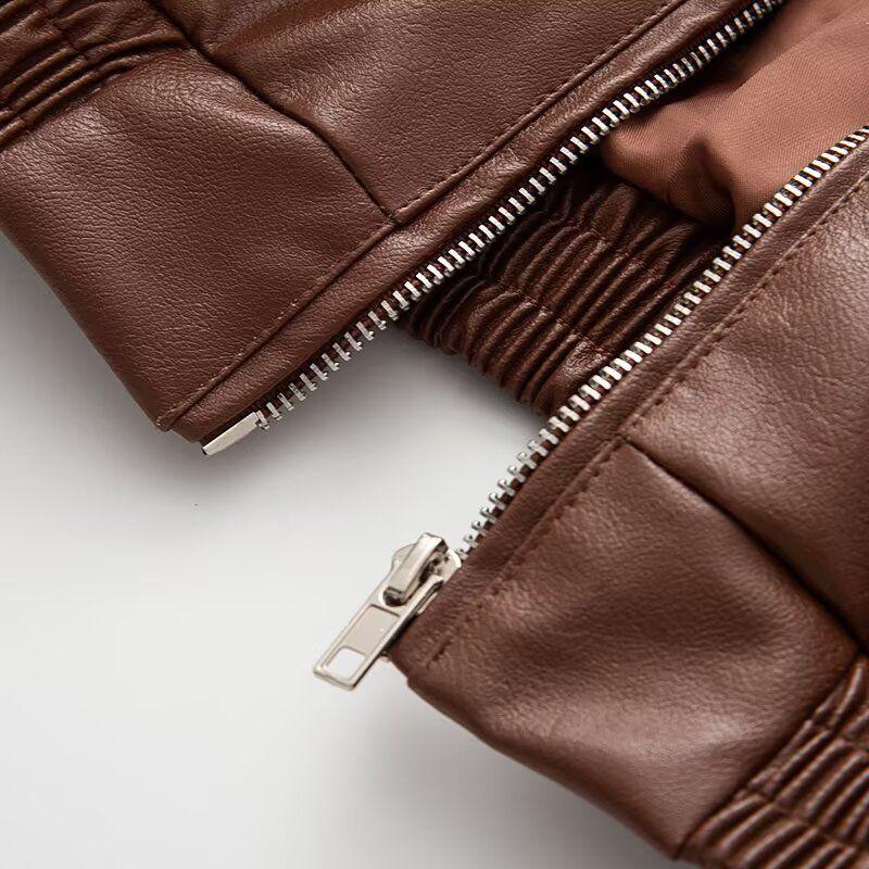 Kaslead New Women Clothes Western Style Fashion Imitation Leather Bomber Jacket Outerwear 4391864