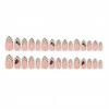 Black & White Polka Dot Ladybug Almond 3D Insect Nail Art - Nude Pink French False Nails