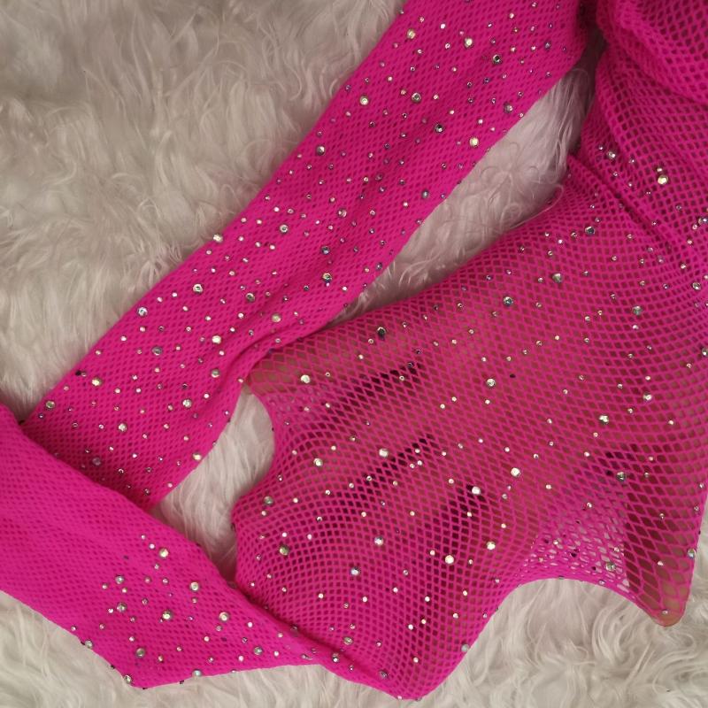 Rhinestone Pantyhose Women Lingerie Sexy Lace Mesh Fishnet Stockings Women Tights Diamond Shiny Nightclub Pantyhose Tights Women