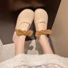 Fashion Fashion Bowknot Pearl Flat Bottom Baotou Half Slippers Women New 2024 Summer Shallow Mouth Mary Jane Single Shoes Casual Slides