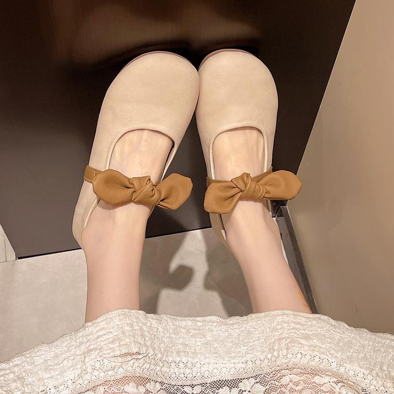 Fashion Fashion Bowknot Pearl Flat Bottom Baotou Half Slippers Women New 2024 Summer Shallow Mouth Mary Jane Single Shoes Casual Slides