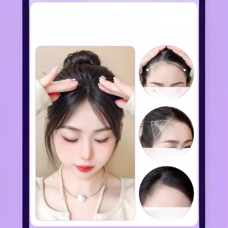 3D Bangs Female Synthetic Wig Fluffy Hair On The Top of The Head Natural Forehead Middle-parted Fake Bangs