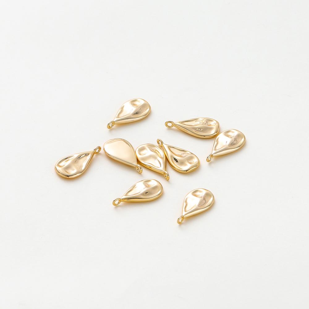 4pcs/lot 18K Gold Color Plated Wave Pattern Drop Shape Pendants Charms Leaves Necklace Pendant For DIY Jewelry Making  Supplies