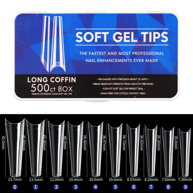 False Nails Full Cover Matte Gel Tips 440~550pcs/ Box Nail Art American Capsule Press On Coffin Almond Oval Fake Nails Tool