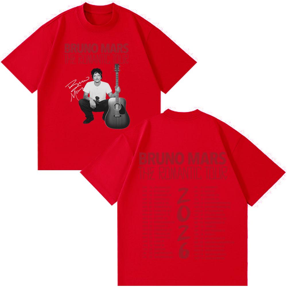 

рэпер Bruno Mars Романтический тур 2026 Графические футболки Мужские Женские Винтажные футболки Хлопковые свободные с коротким рукавом Хип-хоп Футболки с круглым вырезом S