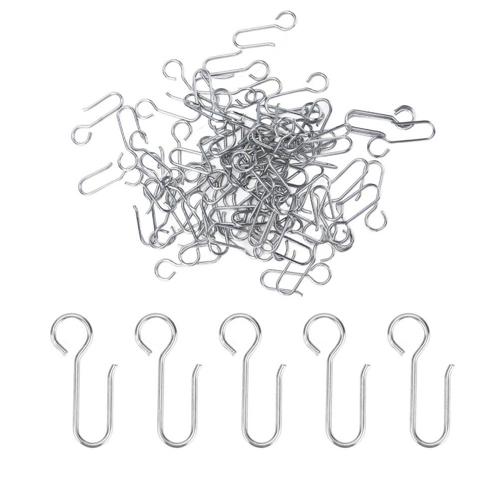 100Pcs Silver Curtain Hooks Galvanized Steel Metal Curtain Hooks Small Size Hanging Hooks  Dormitory 100Pcs
