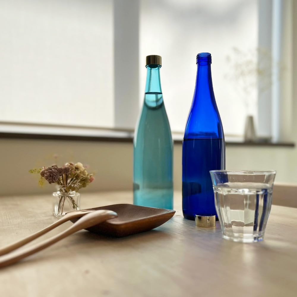 Blue Glass Water Bottle, 720ml, Set of 2, Storage and Refill Containers, Made In Japan, Blue Bottle GLASS BOTTLE SA720PGCB2