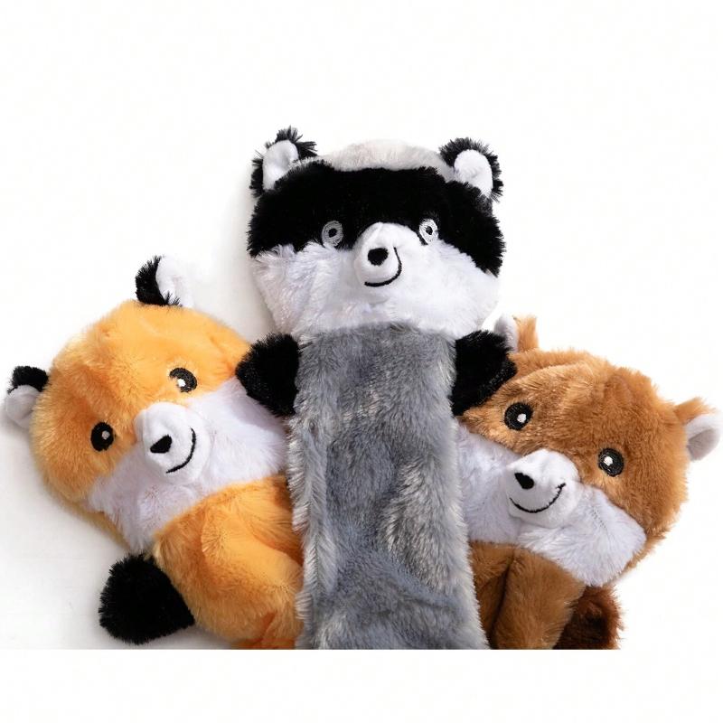 1pc Pet Plush Squeaky Toy, Raccoon & Squirrel Shaped Chew Toy, Durable Dog/Cat Teething And Biting Toy For Self-Play And Training