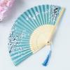 Women's Floral Handheld Fans Folding Hand Fans Silk Bamboo Hand Held Fans for Church Wedding Party Decorations Gifts